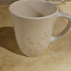 Longaberger Cream Mug with Pink Floral Design